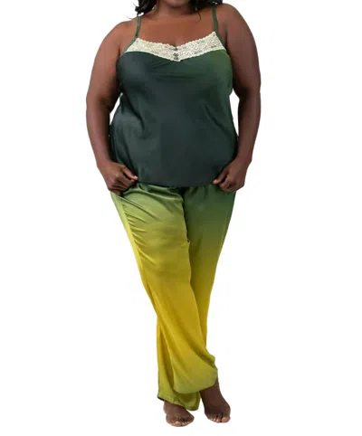 Isayes Ombre Pajama Set In Green