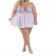 Isayes Rhinestone Babydoll Nightwear Set - Plus In White In White