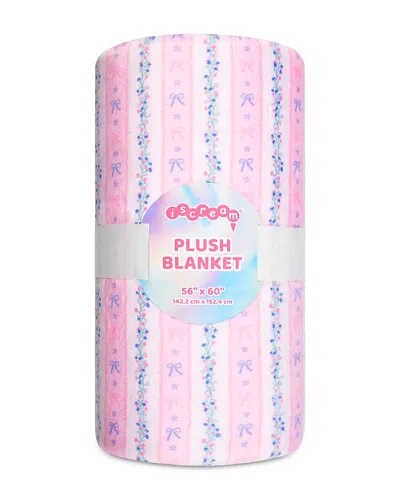 Iscream Girls' Floral Striped Plush Blanket - Little Kid, Big Kid In Multi
