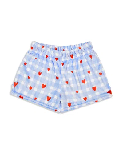 Iscream Girls' Gingham Hearts Plush Shorts - Little Kid, Big Kid In Blue