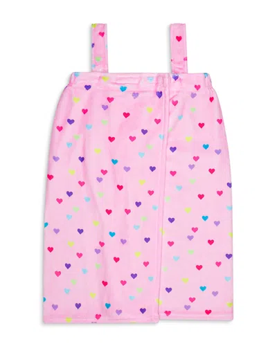Iscream Girls' Heart Confetti Plush Spa Wrap - Little Kid, Big Kid In Pink