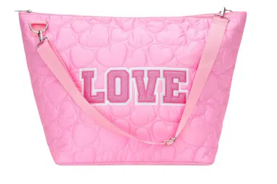 Iscream Girls' Love Heart Puffy Weekender Tote Bag In Pink In White