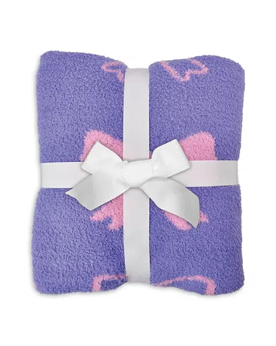Iscream Girls' Pretty Bows Cozy Knit Plush Blanket In Purple