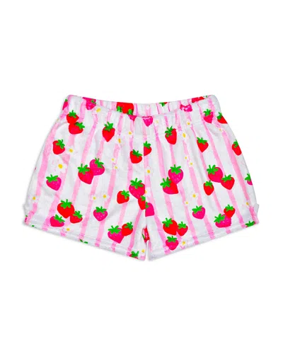 Iscream Girls' Strawberry Striped Plush Shorts - Little Kid, Big Kid In Multi