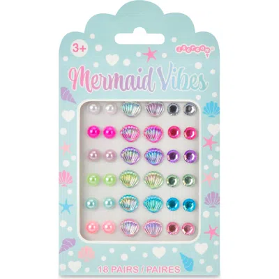 Iscream Kids' 18-pack Assorted Mermaid Stick-on Earrings In Multi