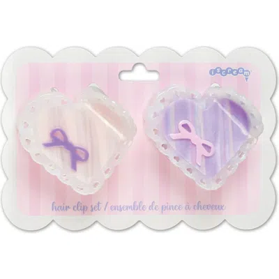Iscream Kids' 2-pack Heart Bow Claw Clips In Purple
