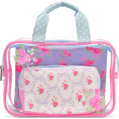 Iscream Kids' Floral Cosmetic Bag Trio In Pink Multi