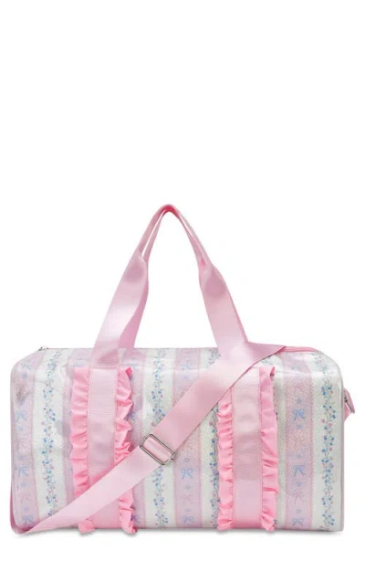 Iscream Kids' Floral Stripes Duffle Bag In Pink