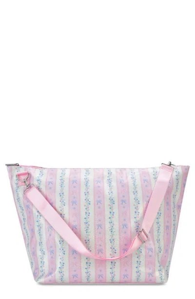Iscream Kids' Floral Stripes Weekender Bag In Pink