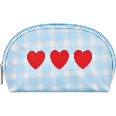 Iscream Kids' Gingham Hearts Oval Cosmetic Bag In Blue