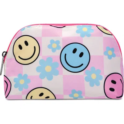 Iscream Kids' Happy Check Oval Cosmetic Bag In Pink
