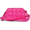 Iscream Kids' Hot Pink Shiny Quilted Nylon Belt Bag In Pink