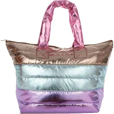 Iscream Kids' Icy Colorblock Shiny Puffer Overnight Bag In Multi