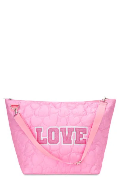 Iscream Kids' Love Heart Quilted Weekend Bag In Pink