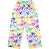 Iscream Kids' Palm Trees Plush Fleece Pants In Multi White