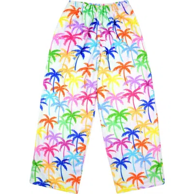 Iscream Kids' Palm Trees Plush Fleece Pants In Multi White