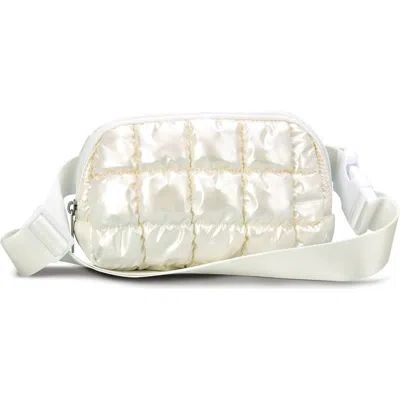 Iscream Kids' Pearl White Shiny Quilted Nylon Belt Bag