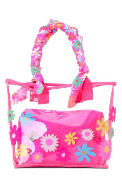 Iscream Kids' Puffy Flowers Clear Tote In Pink Multi