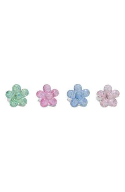 Iscream Kids' Set Of 4 Flower Rings In Pattern