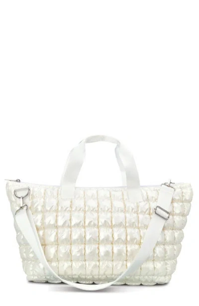 Iscream Kids' Shiny Puffer Overnight Bag In White