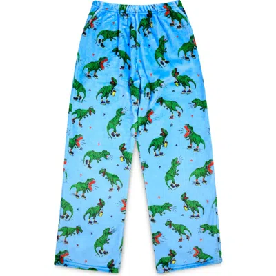 Iscream Kids' Skating Dinosaurs Plush Pajama Pants In Blue