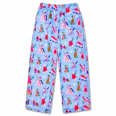 Iscream Kids' Ski Dogs Plush Pant In Blue In Pattern