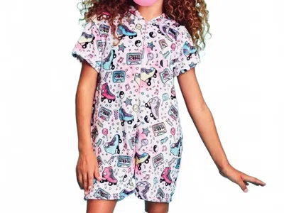 Iscream Kids' Let's Roll Plush Romper In Pink In Multi