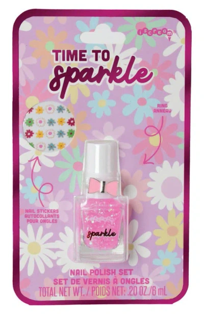Iscream Kids' Time To Sparkle Nail Polish Set In Pink Multi