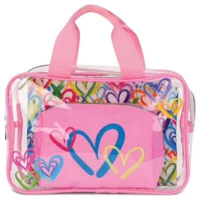 Iscream Women's Corey Paige Hearts Cosmetic Bag Trio In Pink In Multi
