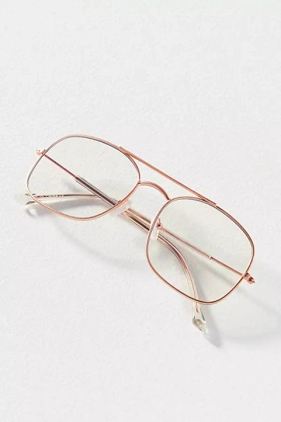 I-sea Oversized Metal Aviator Bluelight Readers In Pink