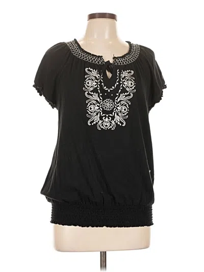 Pre-owned Isela Short Sleeve Blouse In Black