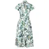 Isha's Timeless Women's Flourish Green Flora Short Sleeve Shirt Dress In Green