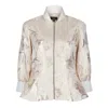 Isha's Timeless Women's Gold Ivory Shimmery Flora Fitted Jacket Blouse In Gold