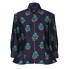 Isha's Timeless Women's Green / Blue Aquamarine Embroidered Raw Silk Fitted Jacket Blouse In Green/blue
