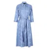 Isha's Timeless Women's Sky Blue Petals Sleeved Shirt Dress In Blue