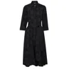 Isha's Timeless Women's Vintage Black Velvet Sleeved Shirt Dress In Black
