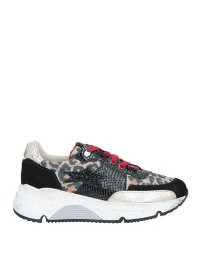 Ishikawa Woman Sneakers Black Size 7 Leather, Textile Fibers