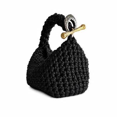 Iskra Women's Black Gigi Clasp Bag - Faux Rope