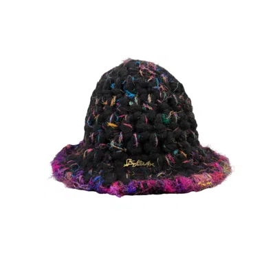 Iskra Women's Black / Pink Fray Bucket Hat In Multi