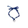 Iskra Women's Blue / Silver Ribbon Heart Necklace - Blue In Multi