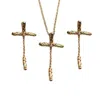 Iskra Women's Freedom Set - Gold Cross Necklace And Earrings