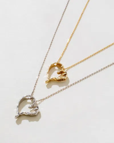 Iskra Women's Melting Heart 14k Gold Necklace - White