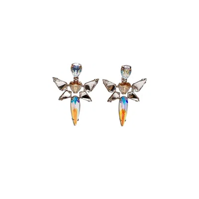 Iskra Women's Silver Angel Crystal Earrings