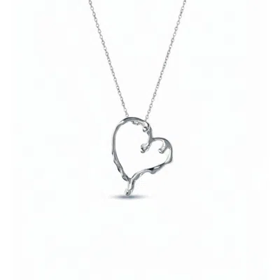 Iskra Women's Silver Melting Heart Necklace - Medium