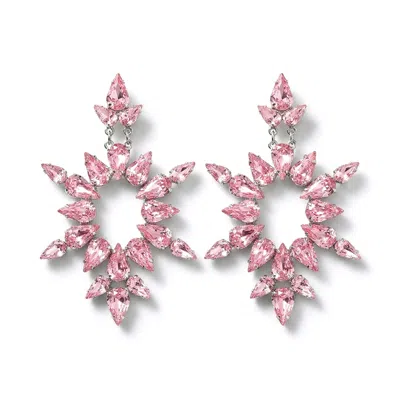 Iskra Women's Silver / Pink Crystal Dew Earrings - Silver & Rose In Multi