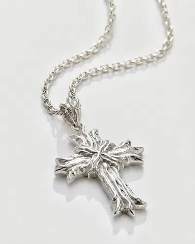 Iskra Women's Silver Royal Cross Long Necklace