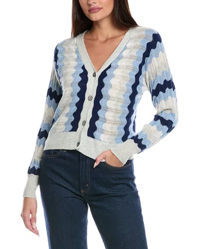 Isla & Adina Pointelle Cashmere Cardigan In Blue