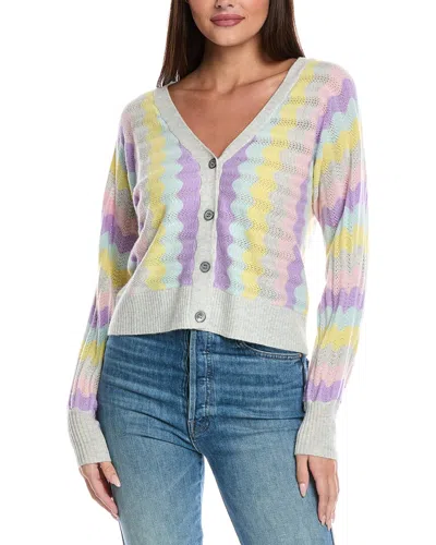 Isla & Adina Pointelle Cashmere Cardigan In Gray