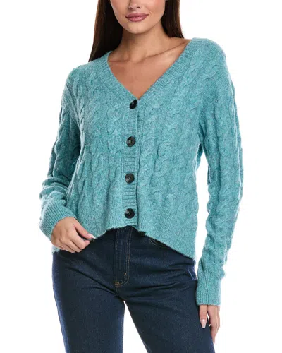 Isla & Audrey Cable Wool-blend Cardigan In Blue