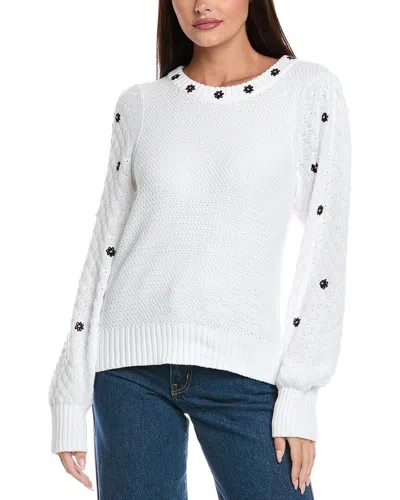Isla & Bette Embroidered Sweater In White